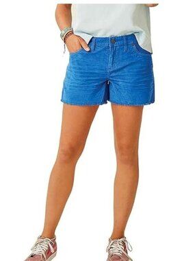 Carve Designs Blue Corduroy 4" Shorts Size 8 Frayed Hem Casual Coastal Summer